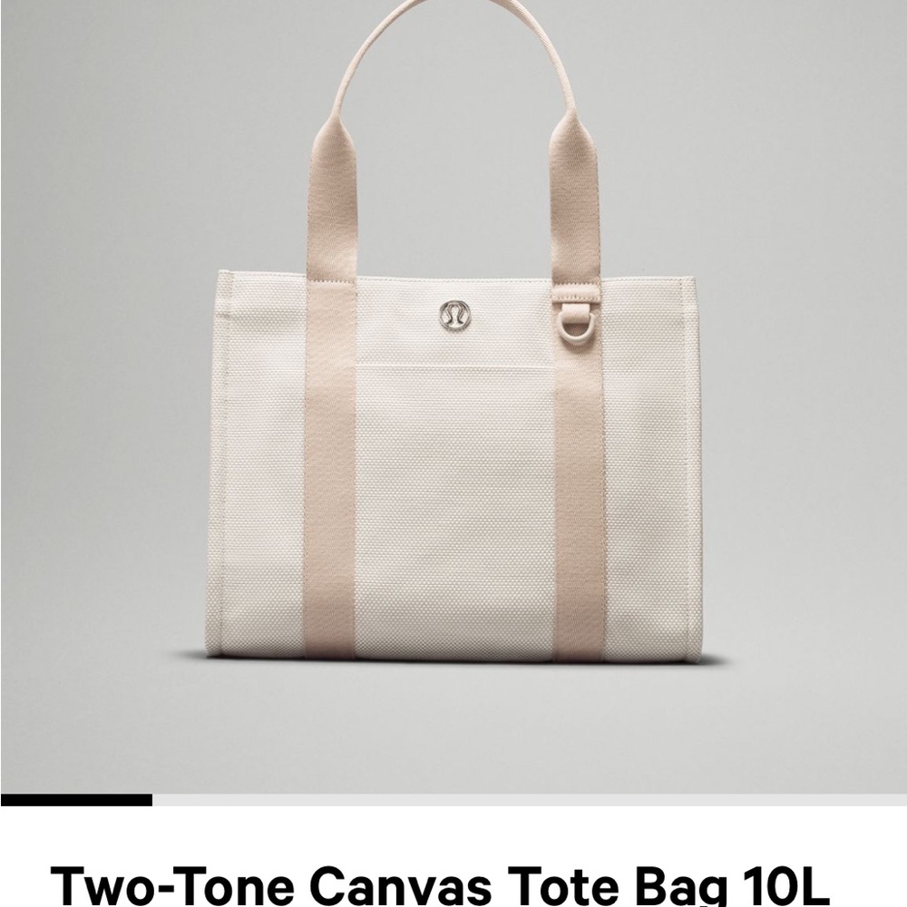 Lululemon Athletica Cream and Tan Structured Canvas Tote